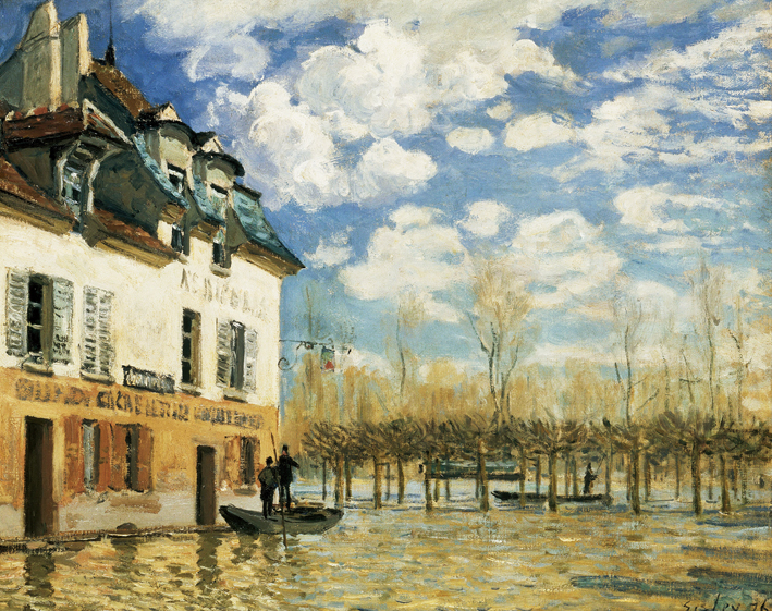  阿尔弗莱德·西斯莱 Alfred Sisley—— 马利港洪水中的小舟